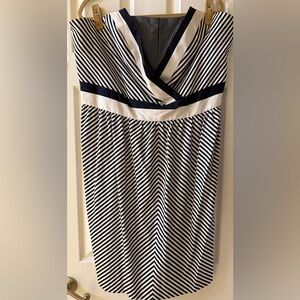 Ashley Stewart Navy and White Striped Strapless Cotton Sundress Sz 22 NWT